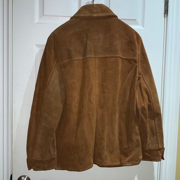 R. Sherman vintage 70’s Suede Leather jacket Sz 42 snap close flap chest pockets - Picture 5 of 10